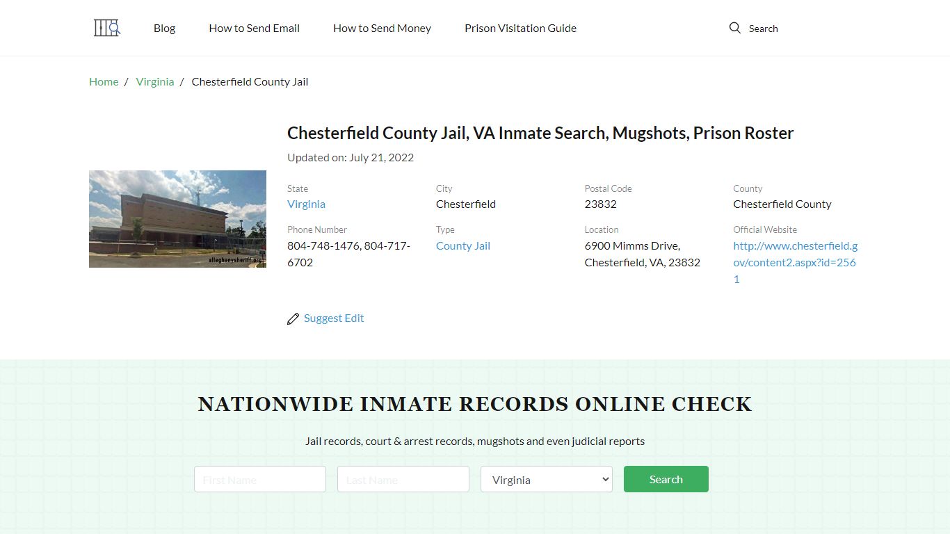 Chesterfield County Jail, VA Inmate Search, Mugshots ...